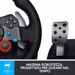 Logitech G Logitech G29 Driving Force Racing Wheel Volante da Corsa, Pedali Regolabili, Ritorno di Forza Reale, Comandi Cambio in Acciaio Inossidabile, Volante in Pelle, Presa EU, per PS5, PS4, PC, Mac - Nero - Vista aggiuntiva 4