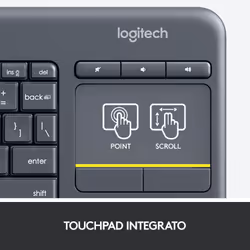 Logitech K400 Plus Tastiera Wireless Touch TV, Facili Controlli Multimediali e Touchpad Integrato, Tastiera HTPC per TV Collegata al PC, Windows, Android, Chrome OS, Laptop, Tablet - Vista aggiuntiva 5