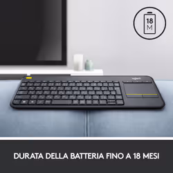 Logitech K400 Plus Tastiera Wireless Touch TV, Facili Controlli Multimediali e Touchpad Integrato, Tastiera HTPC per TV Collegata al PC, Windows, Android, Chrome OS, Laptop, Tablet - Vista aggiuntiva 7