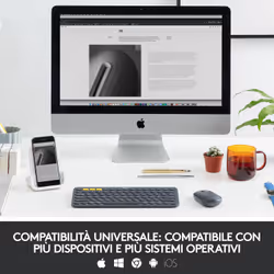 Logitech K380 Multi-Device Tastiera Bluetooth Wireless, Design Easy-Switch, Sottile, Portatile, 2 Anni di Batteria, Funziona con PC, Laptop, Windows, Mac, Android, iPad OS, Apple TV - Vista aggiuntiva 4