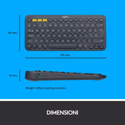 Logitech K380 Multi-Device Tastiera Bluetooth Wireless, Design Easy-Switch, Sottile, Portatile, 2 Anni di Batteria, Funziona con PC, Laptop, Windows, Mac, Android, iPad OS, Apple TV - Vista aggiuntiva 8