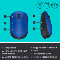 Logitech M171 Blue-K mouse Ufficio Ambidestro RF Wireless Ottico 1000 DPI - Vista aggiuntiva 6