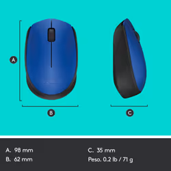 Logitech M171 Blue-K mouse Ufficio Ambidestro RF Wireless Ottico 1000 DPI - Vista aggiuntiva 8