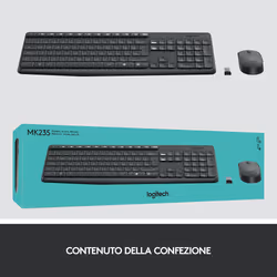 Logitech MK235 Combo Tastiera e Mouse Wireless per Windows, Ricevitore Unifying USB 2,4 GHz Wireless, 15 Tasti FN, Lunga Durata della Batteria, Compatibile con PC, Laptop - Vista aggiuntiva 7