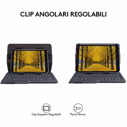 Logitech Universal Folio Cover iPad o Tablet con Tastiera Bluetooth Wireless, Per la maggior parte dei tablet da 9-10", iOS, ‎Android, Windows, ‎Italiano Qwerty, Nero - Vista aggiuntiva 4