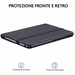Logitech Universal Folio Cover iPad o Tablet con Tastiera Bluetooth Wireless, Per la maggior parte dei tablet da 9-10", iOS, ‎Android, Windows, ‎Italiano Qwerty, Nero - Vista aggiuntiva 7
