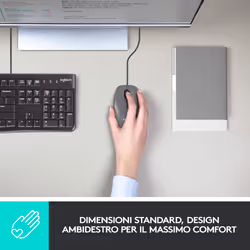 Logitech M100 Mouse USB con Cavo, 3 Pulsanti, Tracciamento Ottico 1000 DPI, Ambidestro, Compatibile con PC, Mac, Laptop - Vista aggiuntiva 7