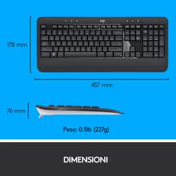 Logitech MK540 Advanced Combo Tastiera e Mouse Wireless per Windows, Ricevitore USB Unifying 2,4 GHz, Tasti di Scelta Rapida Multimediali, Durata Batteria di 3 Anni, per PC, Laptop - Vista aggiuntiva 7