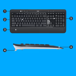 Logitech Advanced MK540 tastiera Mouse incluso Universale USB QWERTY US International Nero, Bianco - Vista aggiuntiva 6