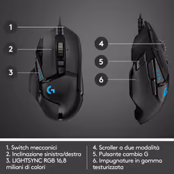 Logitech G Logitech G502 Mouse Gaming HERO Prestazioni Elevate, Sensore HERO 25K, 25600 DPI, RGB, Pesi Regolabili, 11 Pulsanti Programmabili, Memoria Integrata, per PC/Mac/Laptop. Nero - Vista aggiuntiva 5