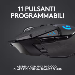 Logitech G Logitech G502 Mouse Gaming Wireless LIGHTSPEED, Sensore HERO 25K, 25600 DPI, RGB, Design Leggero, 11 Pulsanti Programmabili, Batteria Lunga Durata, Memoria Integrata, Compatibile PC/Mac/Laptop - Vista aggiuntiva 4