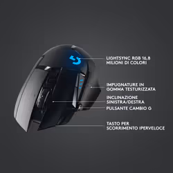Logitech G Logitech G502 Mouse Gaming Wireless LIGHTSPEED, Sensore HERO 25K, 25600 DPI, RGB, Design Leggero, 11 Pulsanti Programmabili, Batteria Lunga Durata, Memoria Integrata, Compatibile PC/Mac/Laptop - Vista aggiuntiva 6