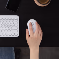 Logitech Pebble, mouse wireless con Bluetooth o ricevitore da 2,4 GHz, mouse per computer con clic silenzioso per laptop, notebook, iPad, PC e Mac - Vista aggiuntiva 4