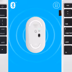 Logitech Pebble, mouse wireless con Bluetooth o ricevitore da 2,4 GHz, mouse per computer con clic silenzioso per laptop, notebook, iPad, PC e Mac - Vista aggiuntiva 6
