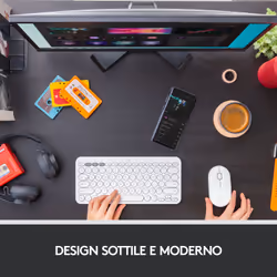 Logitech Pebble, mouse wireless con Bluetooth o ricevitore da 2,4 GHz, mouse per computer con clic silenzioso per laptop, notebook, iPad, PC e Mac - Vista aggiuntiva 7