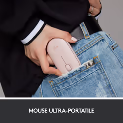 Logitech Pebble, mouse wireless con Bluetooth o ricevitore da 2,4 GHz, mouse per computer con clic silenzioso per laptop, notebook, iPad, PC e Mac. Rosa - Vista aggiuntiva 8