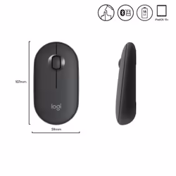 Logitech Pebble, mouse wireless con Bluetooth o ricevitore da 2,4 GHz, mouse per computer con clic silenzioso per laptop, notebook, iPad, PC e Mac - Vista aggiuntiva 6