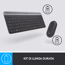 Logitech MK470 Kit Mouse e Tastiera Wireless per Windows, Ricevitore USB 2.4 GHz, ‎Sottile, Compatto, Silenzioso, Batteria Lunga Durata, PC/Laptop, Layout Italiano QWERTY, ‎Grigio - Vista aggiuntiva 5