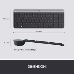 Logitech MK470 Kit Mouse e Tastiera Wireless per Windows, Ricevitore USB 2.4 GHz, ‎Sottile, Compatto, Silenzioso, Batteria Lunga Durata, PC/Laptop, Layout Italiano QWERTY, ‎Grigio - Vista aggiuntiva 8