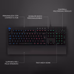 Logitech G Logitech G213 Prodigy Tastiera Gaming Cablata, LIGHTSYNC RGB, Tasti Retroilluminati, Resistente Agli Schizzi, Tasti Personalizzabili, Controlli Dedicati Multimediali, QWERTY Layout Italiano, Nero - Vista aggiuntiva 6