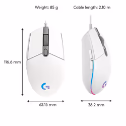 Logitech G G203 Lightsync mouse Gaming USB tipo A 8000 DPI - Vista aggiuntiva 7