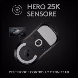 Logitech G PRO X SUPERLIGHT Mouse Gaming Wireless, Leggero 63 g, Sensore HERO 25K, 25.600 DPI, 5 Tasti Programmabili, Lunga Autonomia, Memoria Integrata, per eSport, Compatibile con PC e Mac. Nero - Vista aggiuntiva 5