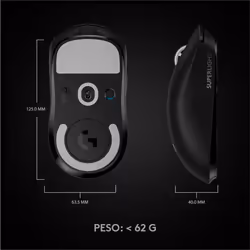 Logitech G PRO X SUPERLIGHT Mouse Gaming Wireless, Leggero 63 g, Sensore HERO 25K, 25.600 DPI, 5 Tasti Programmabili, Lunga Autonomia, Memoria Integrata, per eSport, Compatibile con PC e Mac. Nero - Vista aggiuntiva 8