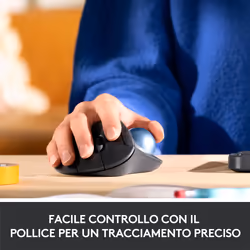 Logitech ERGO M575 Mouse Trackball Wireless - Facile controllo con il pollice, Tracciamento fluido, Design ergonomico e confortevole, per Windows, PC e Mac, con Bluetooth e USB - Vista aggiuntiva 7