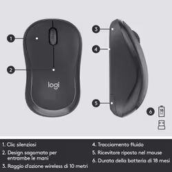 Logitech MK295 Kit Mouse e Tastiera Wireless – Tecnologia SilentTouch, Tastierino Numerico, Tasti Scelta Rapida, Tracciamento Ottico Avanzato, Ricevitore USB Nano, Senza Lag, Meno 90% di Rumore - Vista aggiuntiva 7