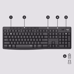 Logitech MK295 Silent Wireless Combo tastiera Mouse incluso Ufficio USB QWERTY US International Grafite - Vista aggiuntiva 6