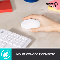 Logitech MK295 Kit Mouse e Tastiera Wireless – Tecnologia SilentTouch, Tastierino Numerico, Tasti Scelta Rapida, Tracciamento Ottico Avanzato, Ricevitore USB Nano, Senza Lag, Meno 90% di Rumore. Bianco - Vista aggiuntiva 4