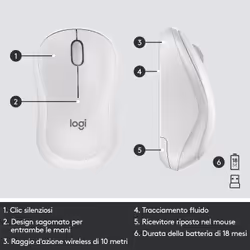 Logitech MK295 Kit Mouse e Tastiera Wireless – Tecnologia SilentTouch, Tastierino Numerico, Tasti Scelta Rapida, Tracciamento Ottico Avanzato, Ricevitore USB Nano, Senza Lag, Meno 90% di Rumore. Bianco - Vista aggiuntiva 7