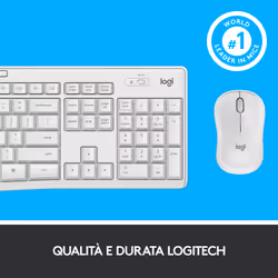 Logitech MK295 Kit Mouse e Tastiera Wireless – Tecnologia SilentTouch, Tastierino Numerico, Tasti Scelta Rapida, Tracciamento Ottico Avanzato, Ricevitore USB Nano, Senza Lag, Meno 90% di Rumore. Bianco - Vista aggiuntiva 8