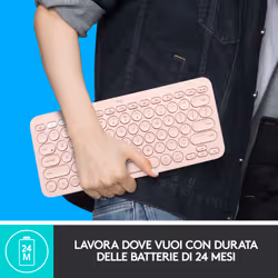 Logitech K380 Multi-Device Tastiera Bluetooth Wireless, Design Easy-Switch, Sottile, Portatile, 2 Anni di Batteria, Funziona con PC, Laptop, Windows, Mac, Android, iPad OS, Apple TV - Vista aggiuntiva 5