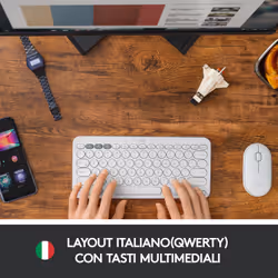 Logitech K380 Multi-Device Tastiera Bluetooth Wireless, Design Easy-Switch, Sottile, Portatile, 2 Anni di Batteria, Funziona con PC, Laptop, Windows, Mac, Android, iPad OS, Apple TV. Bianco - Vista aggiuntiva 2