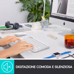 Logitech K380 Multi-Device Tastiera Bluetooth Wireless, Design Easy-Switch, Sottile, Portatile, 2 Anni di Batteria, Funziona con PC, Laptop, Windows, Mac, Android, iPad OS, Apple TV. Bianco - Vista aggiuntiva 3