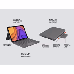 Logitech Folio Touch QWERTY Spagnolo Smart Connector Grigio - Vista aggiuntiva 7