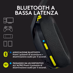Logitech G Logitech G435 LIGHTSPEED Cuffie Gaming Wireless Bluetooth - Cuffie Over Ear Leggere, Microfoni Integrati, Batteria da 18 Ore, Compatibile con Dolby Atmos, PC, PS4, PS5, Smartphone. Nero - Vista aggiuntiva 8