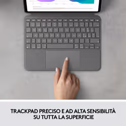 Logitech Combo Touch Custodia con Tastiera per iPad Pro 11 pollici (1a, 2a, 3a gen - 2018, 2020, 2021) - Tastiera Retroilluminata Rimovibile, Trackpad, Smart Connector - Grigio - Vista aggiuntiva 4