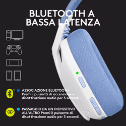Logitech G G435 LIGHTSPEED Cuffie Gaming Wireless Bluetooth - Cuffie Over Ear Leggere, Microfoni Integrati, Batteria da 18 Ore, Compatibile con Dolby Atmos, PC, PS4, PS5, Smartphone. Bianco - Vista aggiuntiva 8