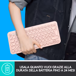 Logitech K380 Tastiera Bluetooth Multidispositivo per Mac, Sottile e Compatta, Easy-Switch fino a 3 Dispositivi, Compatibile con macOS, iOS, iPadOS, Layout Italiano - Rosa - Vista aggiuntiva 5