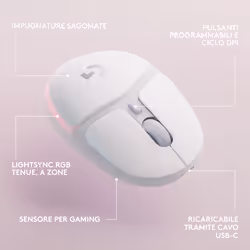 Logitech G G705 mouse Gaming Mano destra RF senza fili + Bluetooth Ottico 8200 DPI - Vista aggiuntiva 7