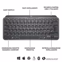 Logitech MX Keys Mini Tastiera Illuminata Wireless, Minimal, Compatta, Bluetooth, Retroilluminata, USB-C, Compatibile con Apple macOS, iOS, Windows, Linux, Android, in Metallo - Vista aggiuntiva 6