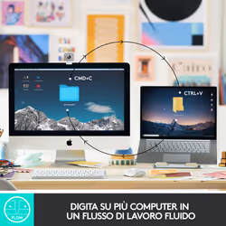 Logitech MX Keys Mini tastiera Ufficio RF senza fili + Bluetooth QWERTY Italiano Grigio - Vista aggiuntiva 8