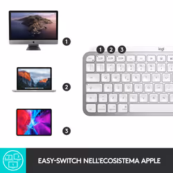 Logitech MX Keys Mini per Mac Tastiera Wireless, Minimal, Compatta, Bluetooth, Tasti Retroilluminati, USB-C, Digitazione Tattile, Compatibile con Apple macOS, iPad OS, in Metallo - Vista aggiuntiva 6