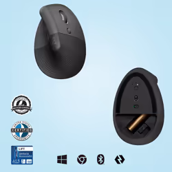 Logitech Lift Mouse Ergonomico Verticale, Senza Fili, Ricevitore Bluetooth o Logi Bolt USB, Clic Silenziosi, 4 Tasti, Compatibile con Windows / macOS / iPadOS, Laptop, PC. Grafite - Vista aggiuntiva 6