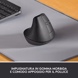 Logitech Lift Mouse Ergonomico Verticale, Senza Fili, Ricevitore Bluetooth o Logi Bolt USB, Clic Silenziosi, 4 Tasti, Compatibile con Windows / macOS / iPadOS, Laptop, PC. Grafite - Vista aggiuntiva 7