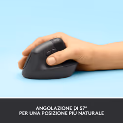 Logitech Lift Mouse Ergonomico Verticale, Senza Fili, Ricevitore Bluetooth o Logi Bolt USB, Clic Silenziosi, 4 Tasti, Compatibile con Windows / macOS / iPadOS, Laptop, PC. Grafite - Vista aggiuntiva 8