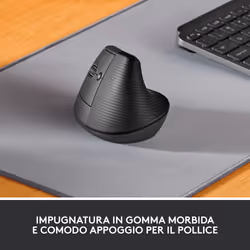 Logitech Lift Left Mouse Ergonomico Verticale, per Mancini, Senza Fili, Bluetooth o Logi Bolt USB, Clic Silenziosi, 4 Tasti, Compatibile con Windows / macOS / iPadOS, Laptop, PC. Grafite - Vista aggiuntiva 7