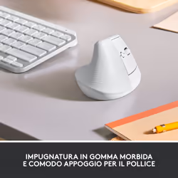 Logitech Lift Mouse Ergonomico Verticale, Senza Fili, Ricevitore Bluetooth o Logi Bolt USB, Clic Silenziosi, 4 Tasti, Compatibile con Windows / macOS / iPadOS, Laptop, PC. Bianco - Vista aggiuntiva 7
